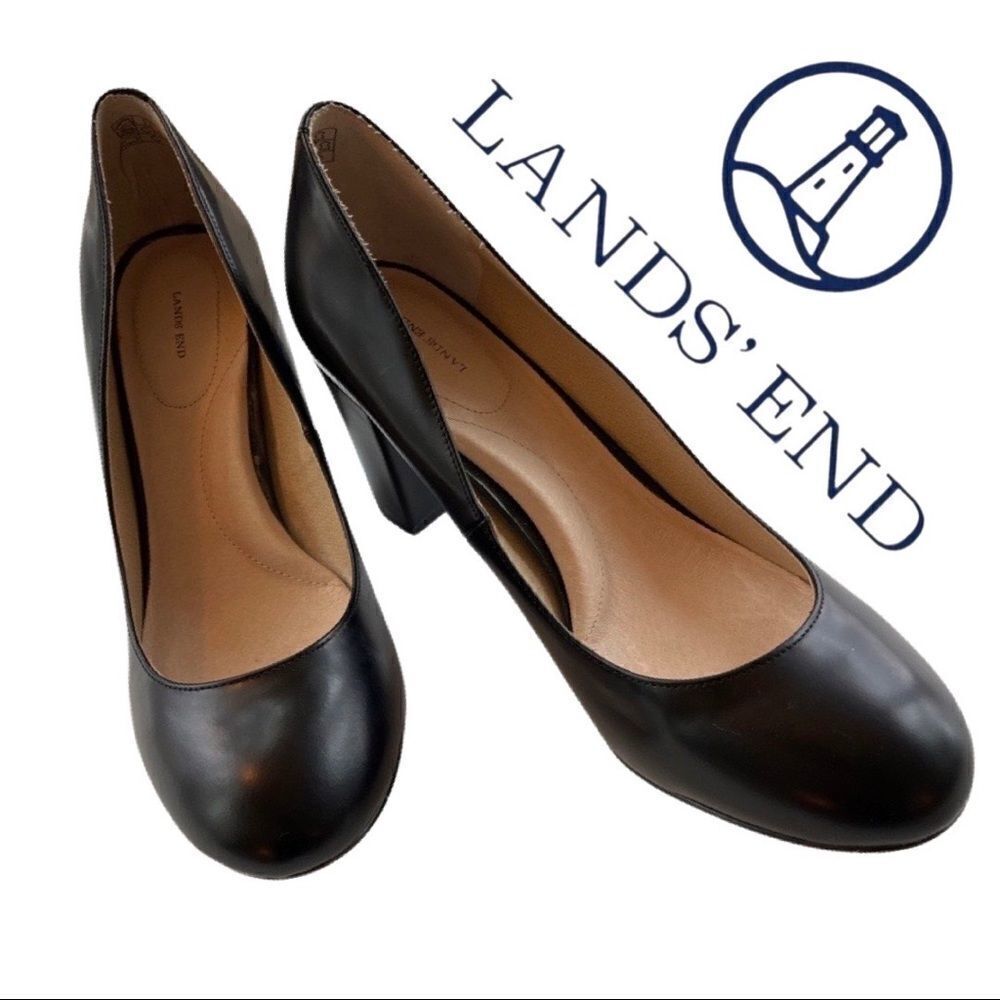 Lands’ End Womens Minnie Pump Block Heels • Size 10D • NWOT